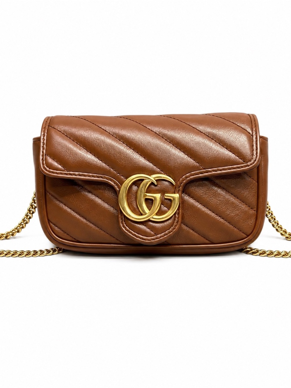 Gucci Brown Quilted Leather Crossbody with Gold Double G